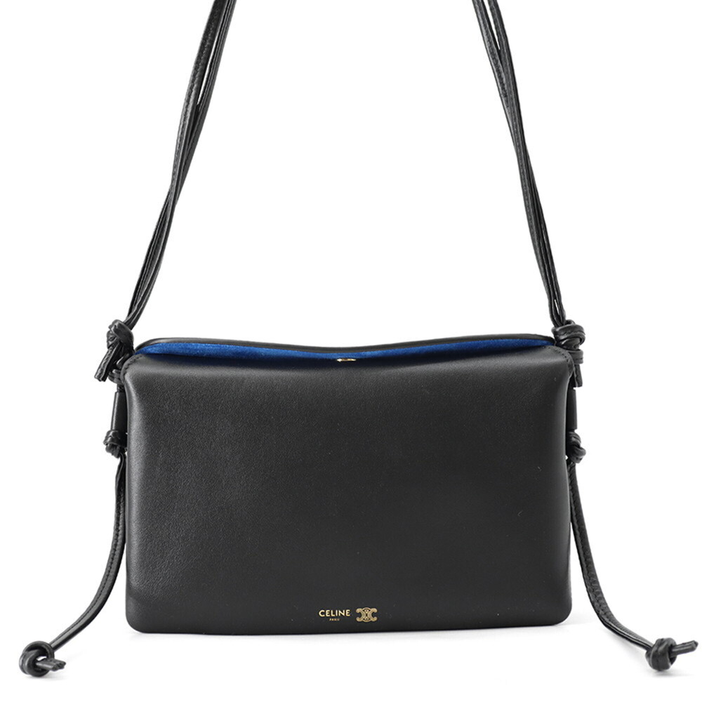 Celine Trio Flap Shoulder Bag Leather 10P862O86 CELINE Handbag Black